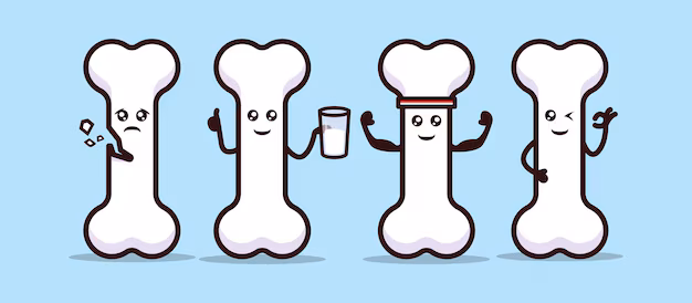 set cute healthy bone organ mascot design 373791 480